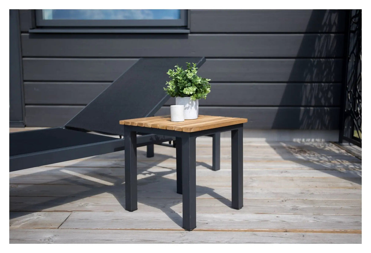 Mexico, Sidebord 40*40, Sort Aluminium/teak