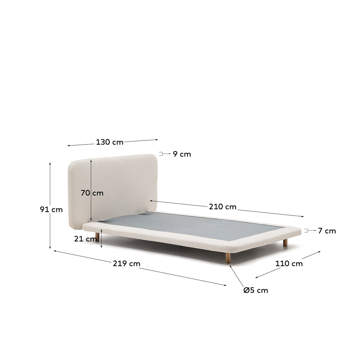 Odum Seng med Betræk 90X200 Cm, Beige