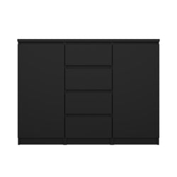 Naia Skænk m. 4 skuffer + 2 låger, 121x50x91, Mat Sort - Unoliving.com