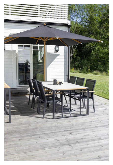 Naxos Parasol, 3*3m, Træ/Sort Stof