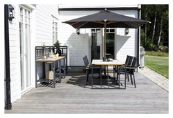 Naxos Parasol, 3*3m, Træ/Sort Stof