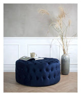 Njordec Velvet Chesterfield puf, Blå, Ø85