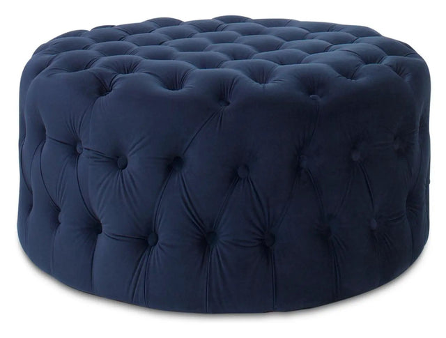 Njordec Velvet Chesterfield puf, Blå, Ø85