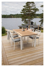 Panama, Havebord 160/240, Hvid Alu/teak