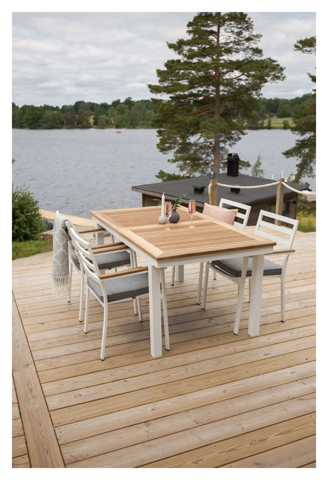 Panama, Havebord 160/240, Hvid Alu/teak