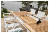 Panama, Havebord 160/240, Hvid Alu/teak