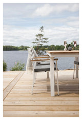 Panama, Havebord 160/240, Hvid Alu/teak