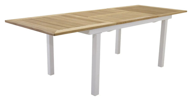 Panama, Havebord 160/240, Hvid Alu/teak