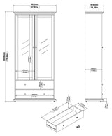 Paris Vitrineskab, Hvid, H:200cm