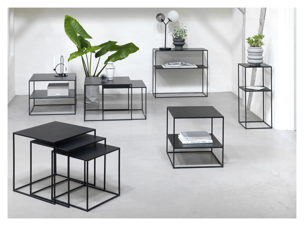 Pebble Pedestal, H80, Sort metal