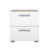 Pepe Sengbord m. 2 skuffer, 40x40x42, Eg-look/Hvid - Unoliving.com