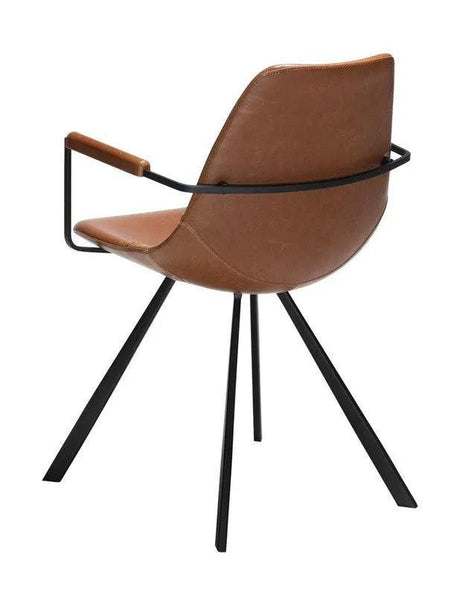 Pitch Armstol, vintage lysebrun kunstlæder, sorte ben
