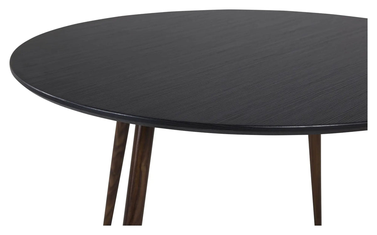 Plaza Spisebord, Sort m. valnød metal ben, Ø100
