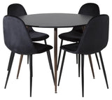 Plaza Spisebord, Sort m. valnød metal ben, Ø100