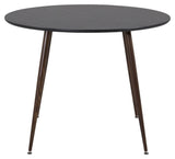 Plaza Spisebord, Sort m. valnød metal ben, Ø100