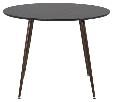 Plaza Spisebord, Sort m. valnød metal ben, Ø100