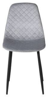 Polar Diamond Spisebordsstol, Grå velour m. sorte metalben
