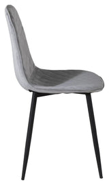 Polar Diamond Spisebordsstol, Grå velour m. sorte metalben