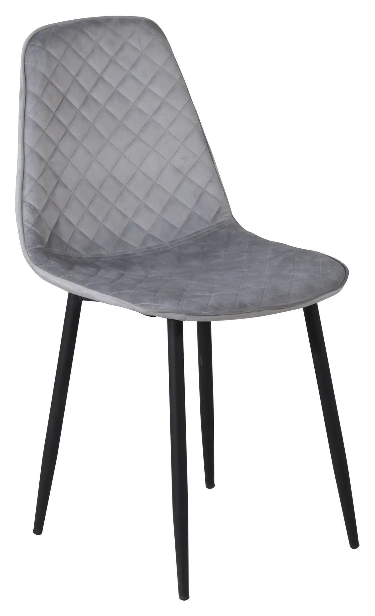 Polar Diamond Spisebordsstol, Grå velour m. sorte metalben