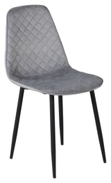 Polar Diamond Spisebordsstol, Grå velour m. sorte metalben