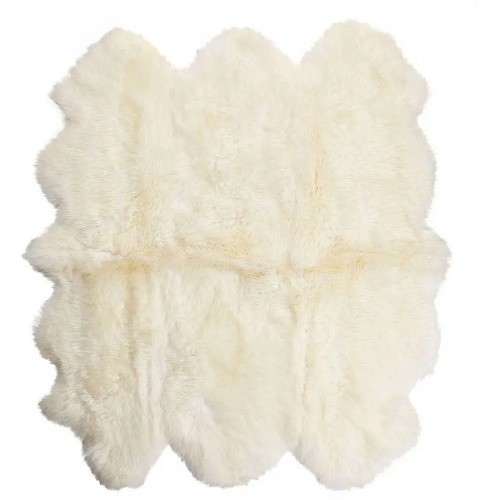 Premium langhåret Lammeskind fra NZ 180x162 - Ivory