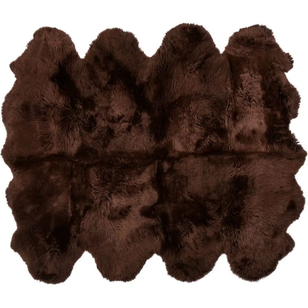Premium langhåret Lammeskind fra NZ 180x214 - Chocolate