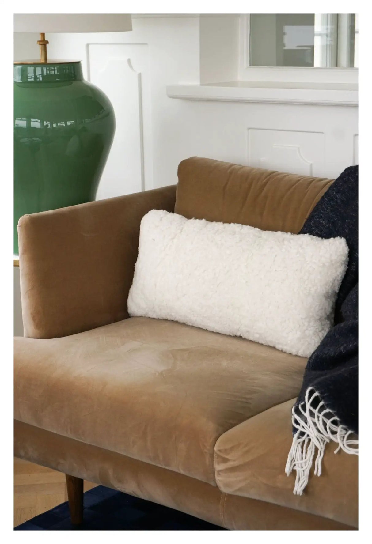 Pude af NZ krøllet lammeskind - Ivory, 30x60