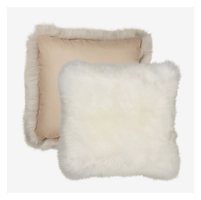 Pude af Premium NZ langhåret lammeskind - Ivory, 50x50