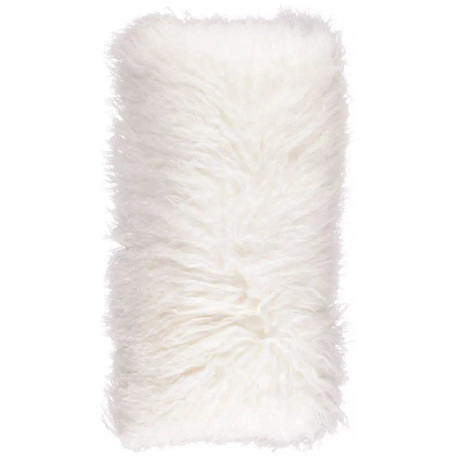 Pude af tibetansk lammeskind, 28x56, Ivory