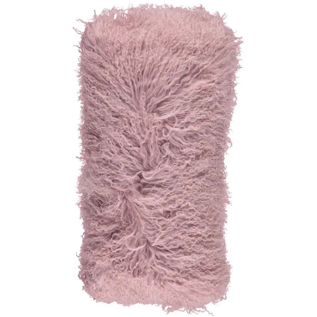 Pude af tibetansk lammeskind, 28x56, Rosa