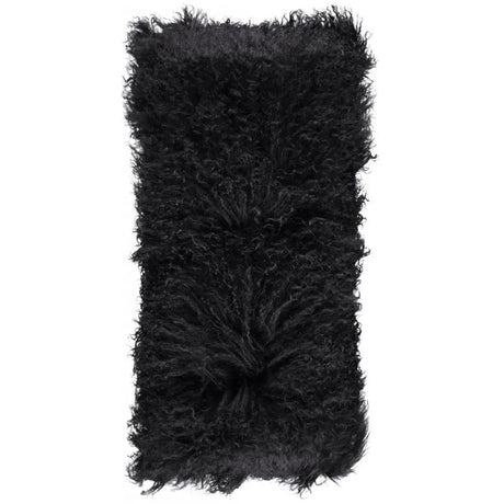 Pude af tibetansk lammeskind, 28x56, Sort