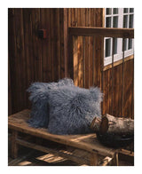 Pude af tibetansk lammeskind, 28x56, Steel