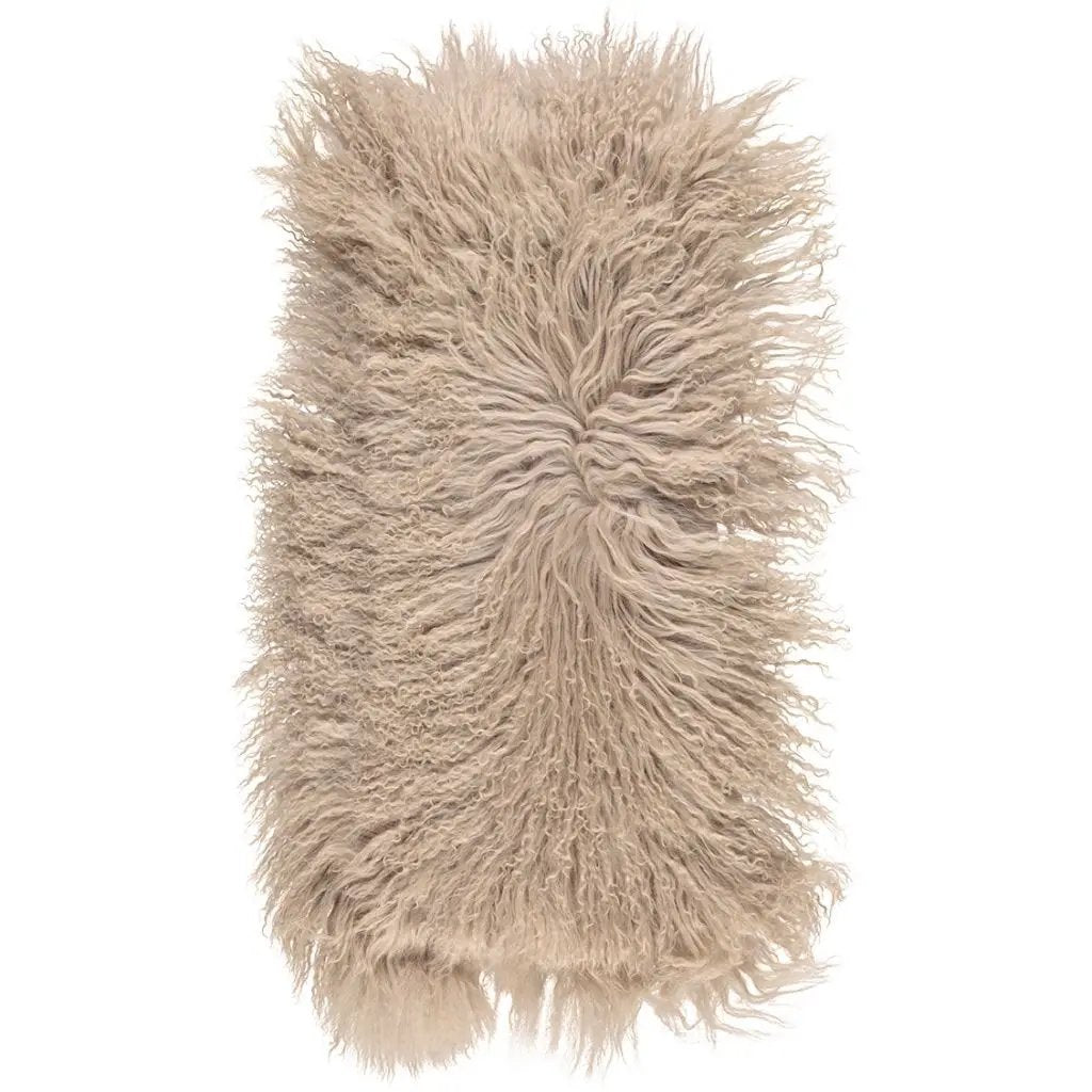Pude af tibetansk lammeskind, 28x56, Warm Sand
