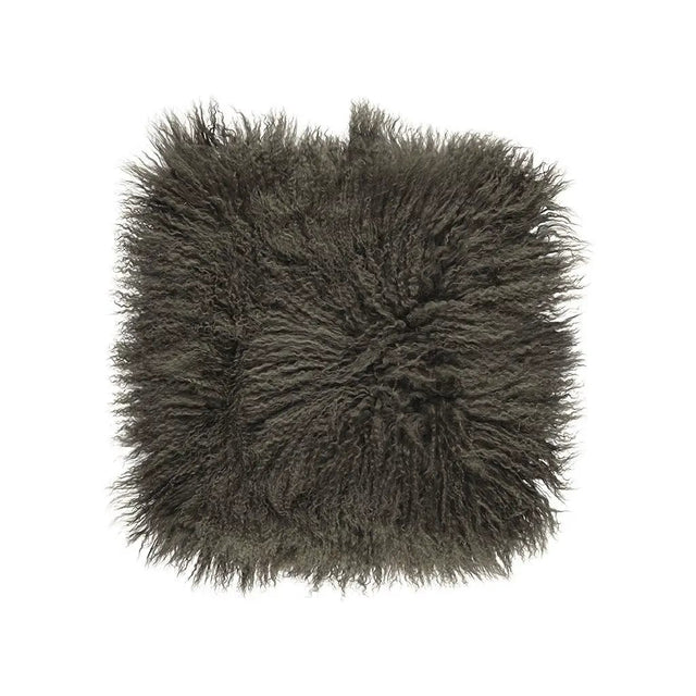 Pude af tibetansk lammeskind, 40x40, Hedge Green