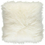 Pude af tibetansk lammeskind, 40x40, Ivory