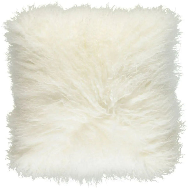 Pude af tibetansk lammeskind, 40x40, Ivory