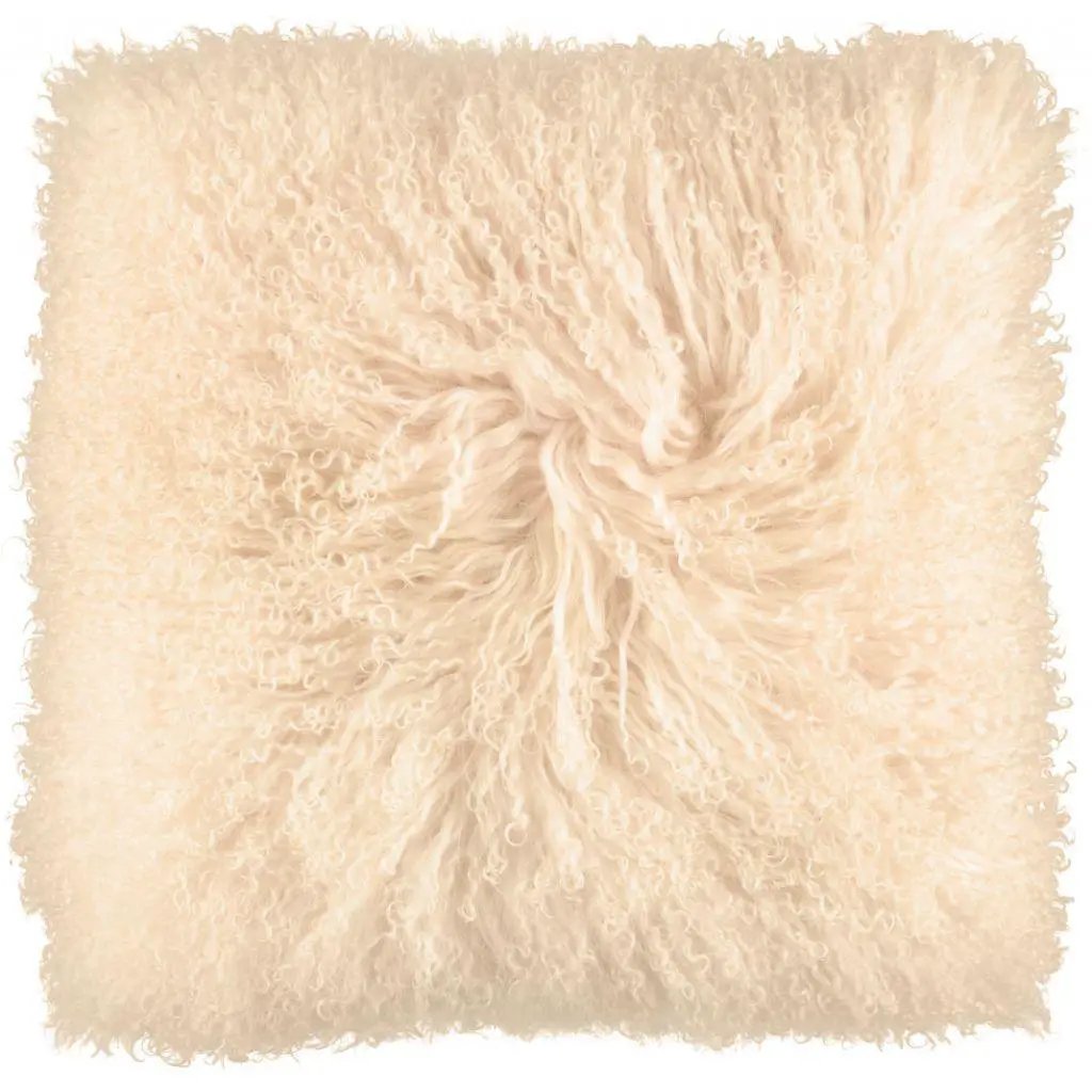 Pude af tibetansk lammeskind, 40x40, Light honey