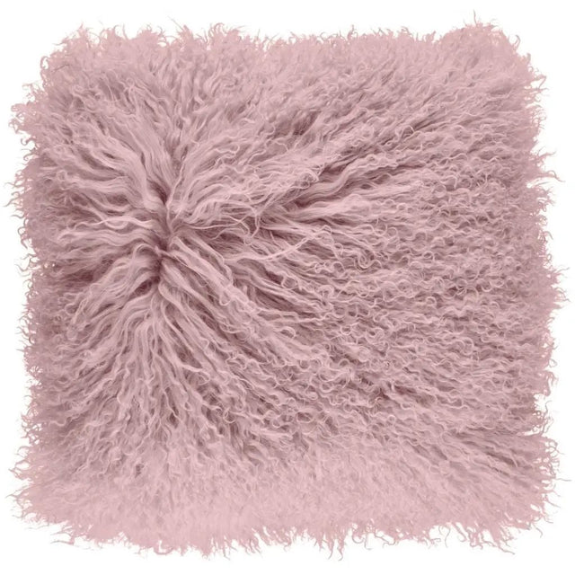 Pude af tibetansk lammeskind, 40x40, Rosa