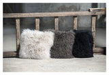 Pude af tibetansk lammeskind, 40x40, Taupe