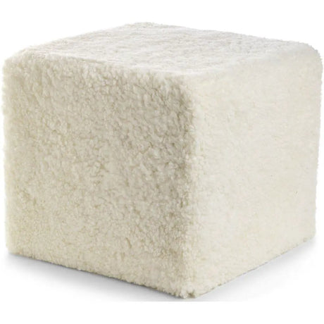 Puf af NZ kort krøllet lammeskind, 40x40x35, Ivory