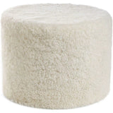 Puf af NZ kort krøllet lammeskind, Cylinder 41x31, Ivory