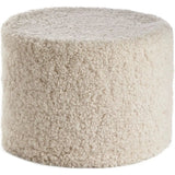 Puf af NZ kort krøllet lammeskind, Cylinder 41x31, Pearl