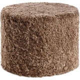 Puf af NZ kort krøllet lammeskind, Cylinder 41x31, Taupe