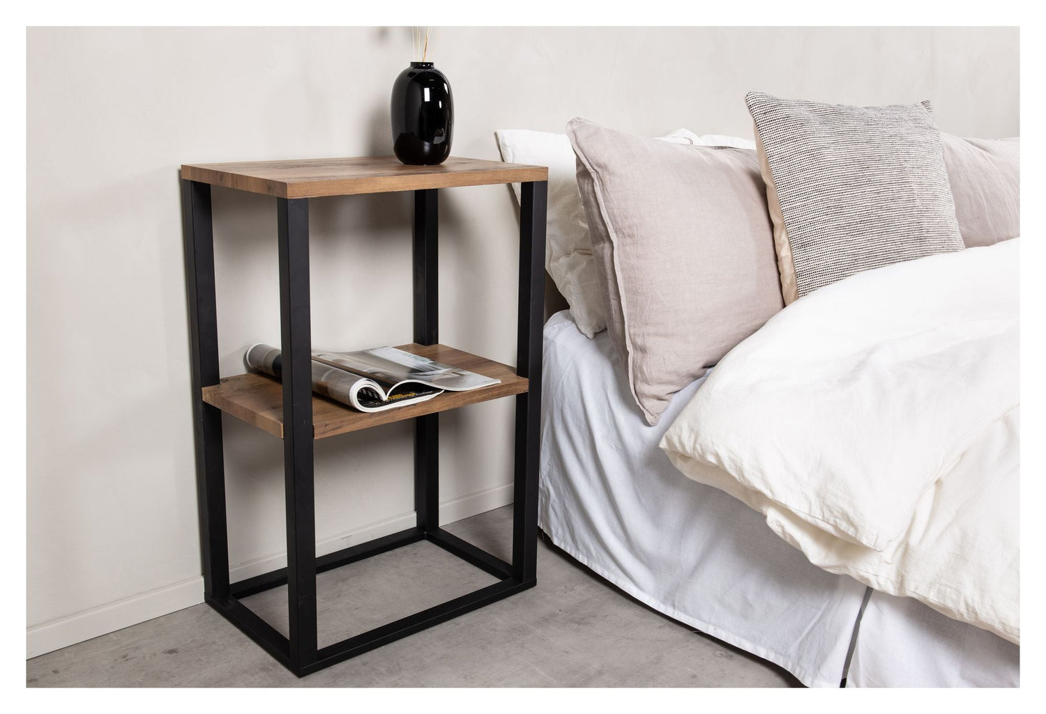 Rise Sengebord - Vintagebrun recycled Papirtop