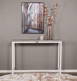 Rise Sidebord - Beton-look/Hvide Metalben, 110x30 - Unoliving.com