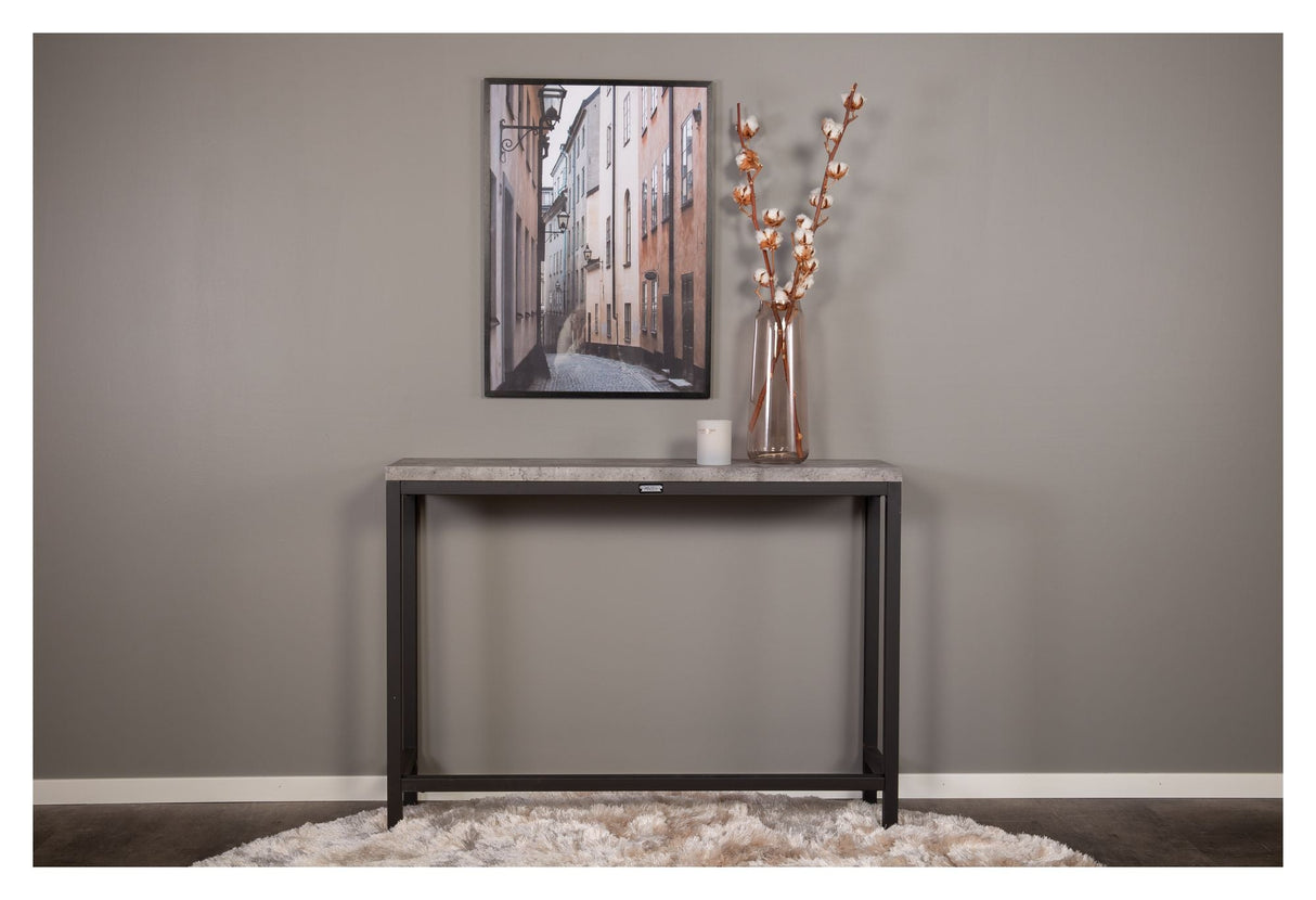 Rise Sidebord - Beton-look/Sorte Metalben, 110x30