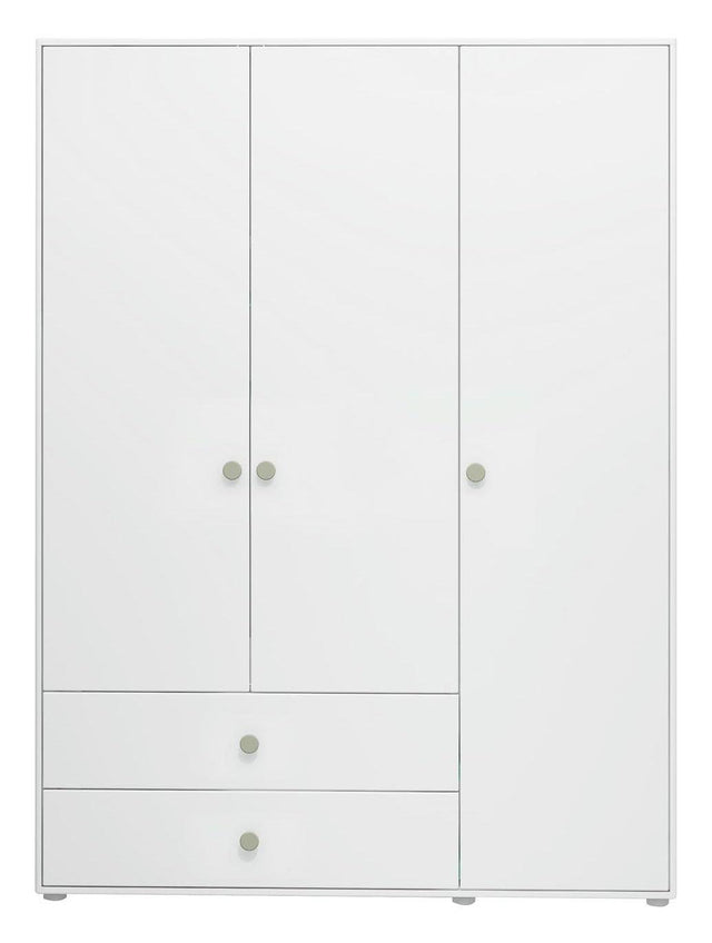 Roomie Garderobeskab m. 3 låger, Grøn/Hvid - Unoliving.com