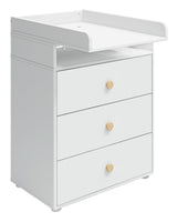 Roomie Puslebord m. 3 skuffer, Hvid/Eg - Unoliving.com