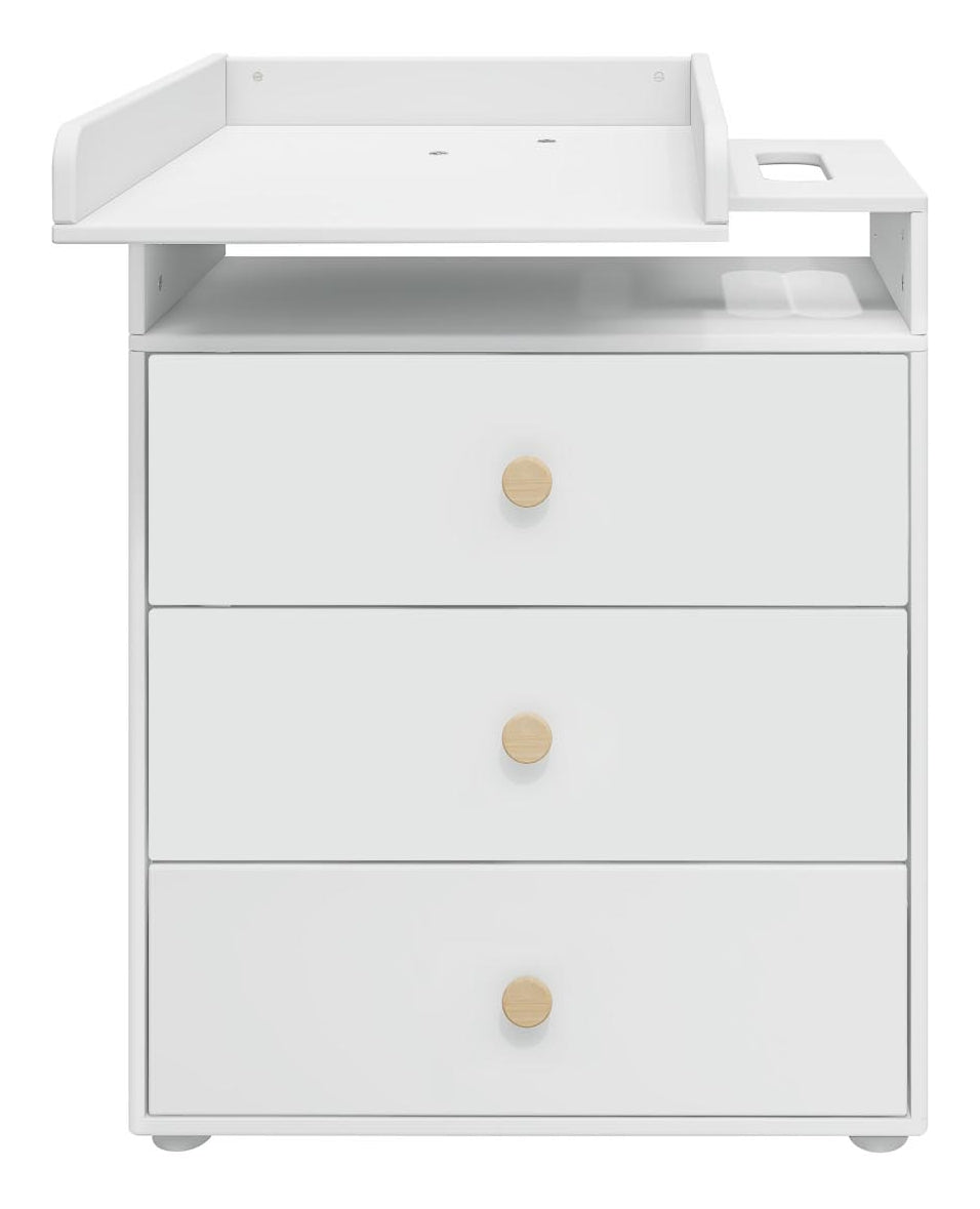 Roomie Puslebord m. 3 skuffer, Hvid/Eg - Unoliving.com