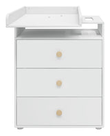 Roomie Puslebord m. 3 skuffer, Hvid/Eg - Unoliving.com